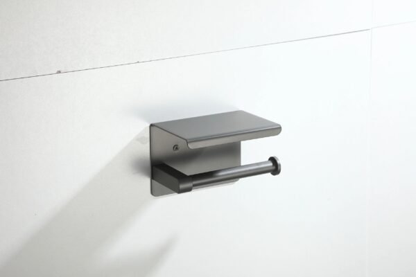 *GUN METAL* Toilet Paper Roll Holder with phone shelf stainless steel