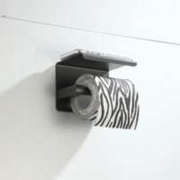 *GUN METAL* Toilet Paper Roll Holder with phone shelf stainless steel - Image 3