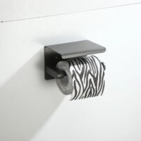 *GUN METAL* Toilet Paper Roll Holder with phone shelf stainless steel - Image 2