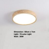 Full Frame Solid Real Wood Round LED Ceiling Light Tri-color - Image 5