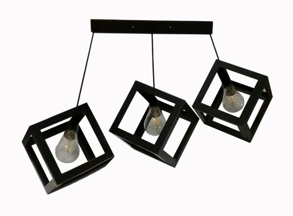 Square black file pendant light