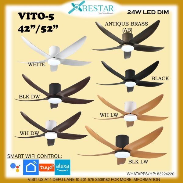 BESTAR VITO-5 Wifi DC Ceiling Fan 42inch 52inch with LED light