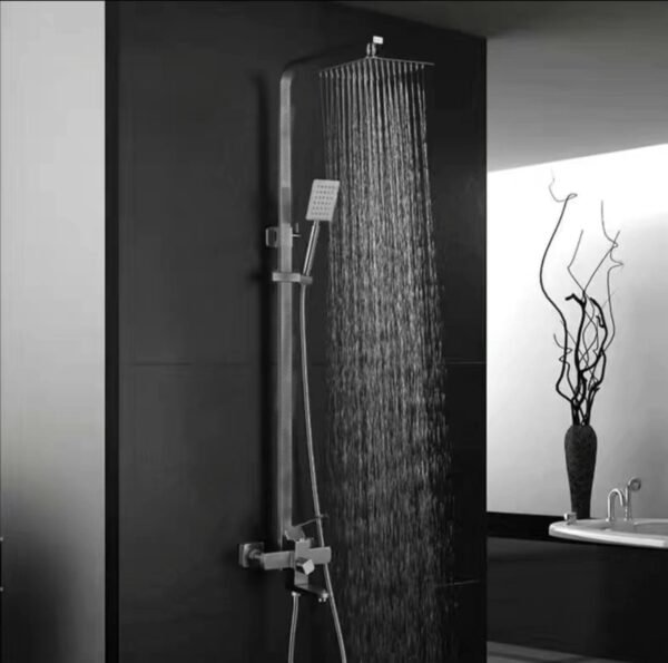 Rainshower Stainless Steel Set Gun Metal Square 8113