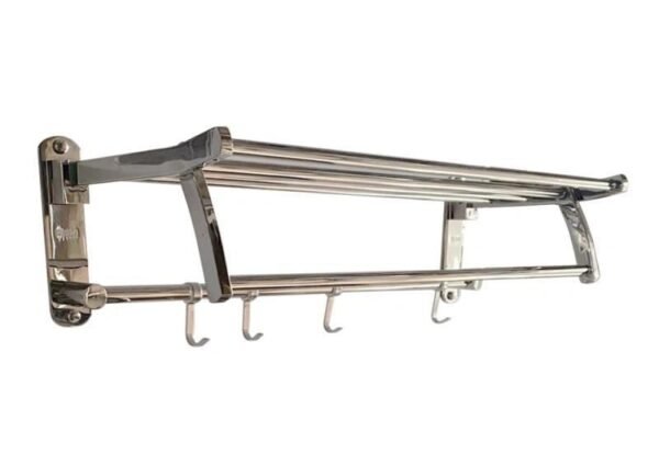 Fold-Up Towel Rack with Hook Stainless Steel Chrome finish