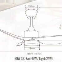 D'Fan Mayer 46”DC Ceiling Fan Space 46 with LED - Image 4