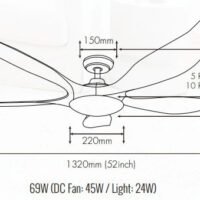 D'Fan Mayer 52”DC Ceiling Fan Typhoon 52 with LED - Image 4