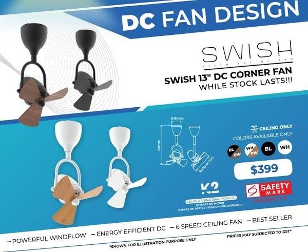 [ALASKA] SWISH 13″ DC CEILING FAN