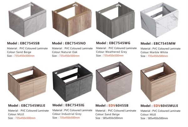 ESFERA Counter Top Basin Cabinet With Mirror Cabinet Package EBC7545 + EMC5070 + Ess+EAB5035MMW/EABG001W
