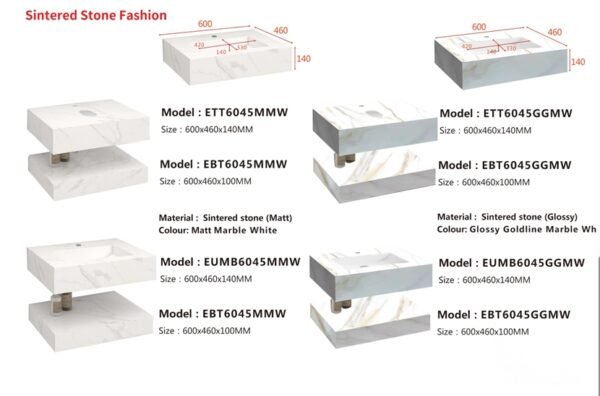 ESFERA Sintered Stone Fashion With Mirror Cabinet Package EUMB6045/EUMB6045 +EMC5070