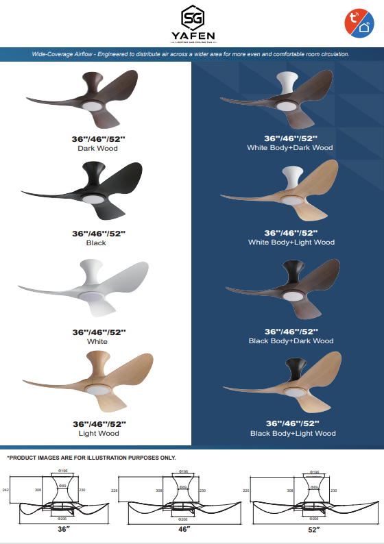 SG Smart Wi-Fi DC Ceiling Fan with Light – 36″ / 46″ / 52″ - Image 2